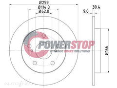 PSR17881 Disc Rotor - Toyota Rear 259mm (PAIR)