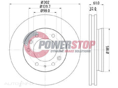 PSR17746 Disc Rotor - Ford Front 301.5mm (PAIR)
