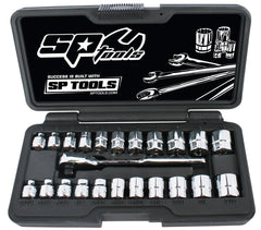 SOCKET SET 1/4DR 6PT LOW PROFILE 23PC METRIC/SAE