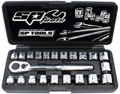 SOCKET SET 3/8DR 12PT LOW PROFILE 22PC METRIC/SAE