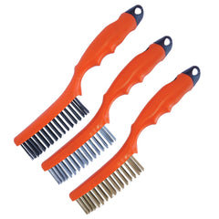 BRUSH WIRE 254MM 3PC SET - 4 X 16 ROW PP HANDLE