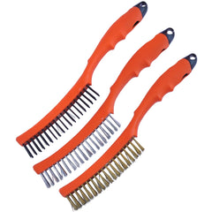 BRUSH WIRE 355MM 3PC SET - 3 X 19 ROW PP HANDLE