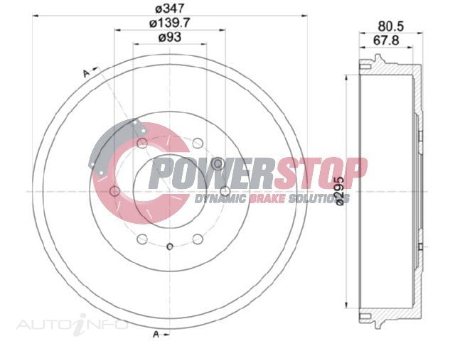 PSD14184 Brake Drum - Ford Rear 295mm (EACH)