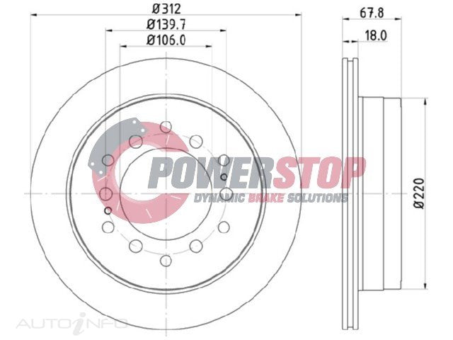 PSR17544 Disc Rotor - Toyota Rear 312mm (EACH)