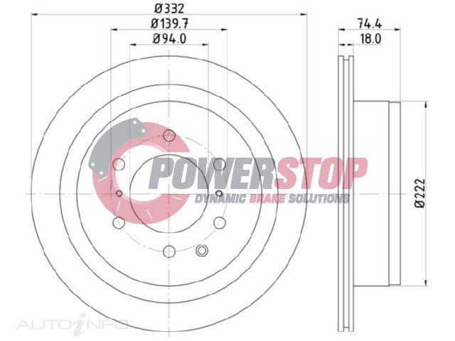 PSR17763 Disc Rotor - Mitsubishi Rear 332mm (EACH)