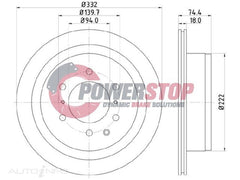 PSR17763 Disc Rotor - Mitsubishi Rear 332mm (EACH)