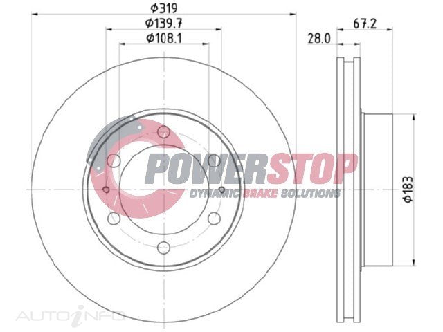 PSR17866 Disc Rotor - Toyota Front 319mm (EACH)