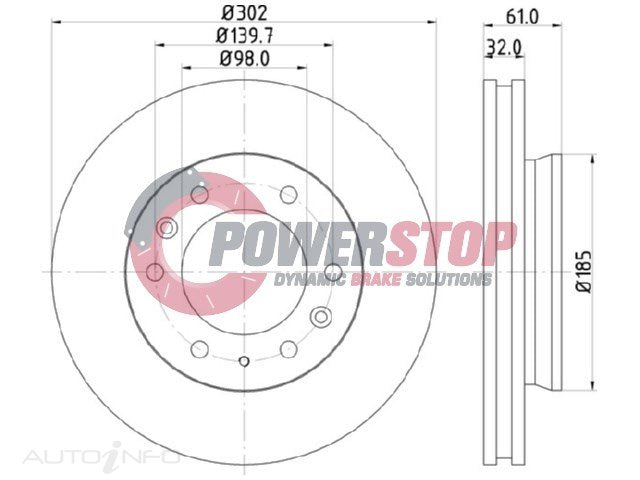 PSR17746 Disc Rotor - Ford Front 301.5mm (EACH)