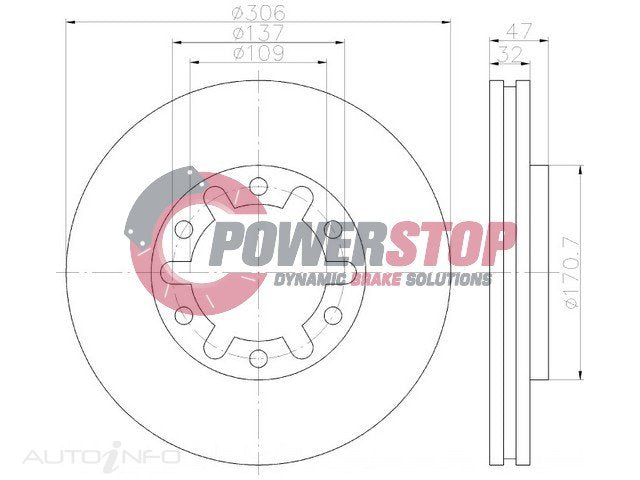 PSR17413 Disc Rotor - Nissan Front 306mm (PAIR)