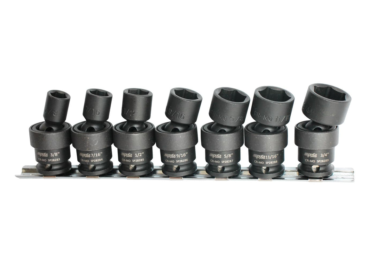 SOCKET SET IMPACT SWIVEL 7PC SAE 3/8DR 6PT