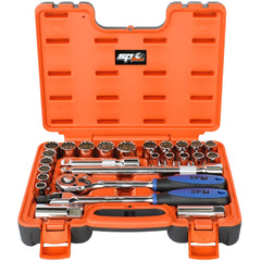 SOCKET SET 1/2DR 12PT 26PC METRIC/SAE IN X-CASE