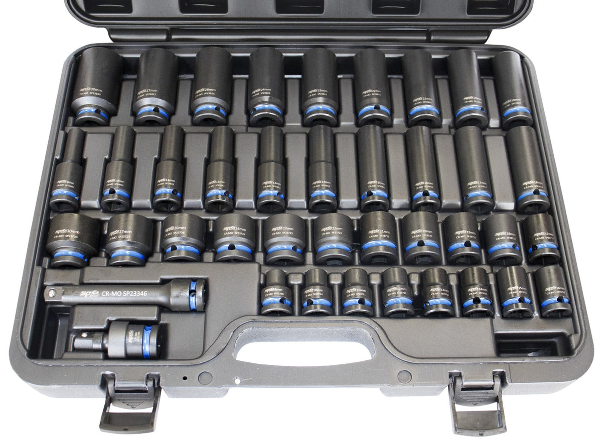 SOCKET SET IMPACT 1/2DR 6PT 40PC METRIC