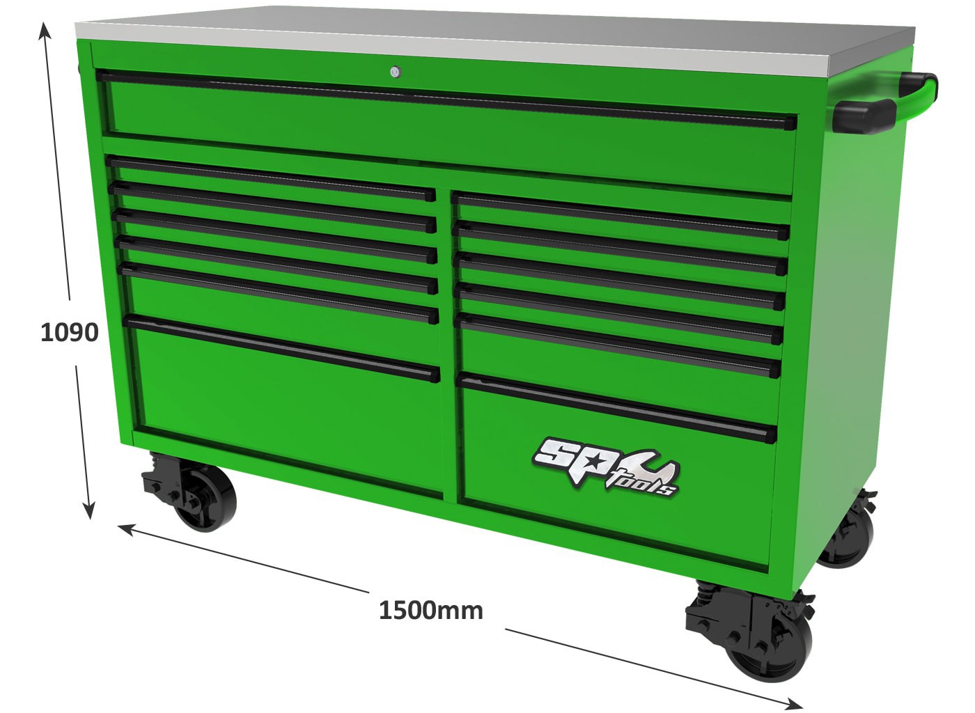 465PC TOOLKIT METRIC/SAE - 13 DRAWER GREEN USA SERIES