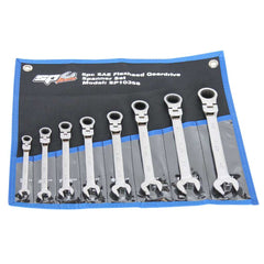 SET SPANNER ROE GEARDRIVE FLEX HEAD 8PC SAE SP TOOLS